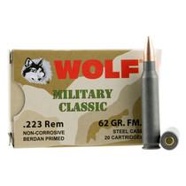 Wolf Military Classic Ammunition - 223 Remington - 62 Grain Full Metal Jacket - 20 Rounds - Steel Case Wolf Military Classic Ammunition - 223 Remington - 62 Grain Full Metal Jacket - 20 Rounds - Steel Case