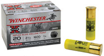 Winchester Super-X Ammunition - 20 Gauge - 2 3/4" - 3/4 Oz. Rifled Hollow Point Slug - 15 Rounds Winchester Super-X Ammunition - 20 Gauge - 2 3/4" - 3/4 Oz. Rifled Hollow Point Slug - 15 Rounds