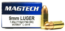 Magtech Ammunition - 9 MM Luger - 115 Grain Full Metal Jacket - 50 Rounds - Brass Case