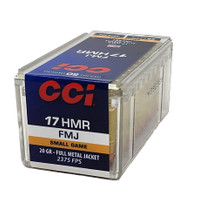 CCI Ammunition - 17 HMR - 20 Grain Full Metal Jacket - 50 Rounds - Brass Case CCI Ammunition - 17 HMR - 20 Grain Full Metal Jacket - 50 Rounds - Brass Case