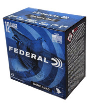 Federal Game Load Ammunition - 12 Gauge - 2 3/4" - 3 1/4 Dram EQ. - 1 Oz. - 8 Lead Shot - 25 Rounds Federal Game Load Ammunition - 12 Gauge - 2 3/4" - 3 1/4 Dram EQ. - 1 Oz. - 8 Lead Shot - 25 Rounds