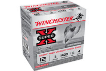 Winchester Super-X Ammunition - 12 Gauge - 3" - 1 1/4 Oz. - 4 Steel Shot - 25 Rounds Winchester Super-X Ammunition - 12 Gauge - 3" - 1 1/4 Oz. - 4 Steel Shot - 25 Rounds