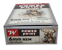Winchester Power Point Ammunition - 6 MM Remington - 100 Grain Soft Point - 20 Rounds - Brass Case Winchester Power Point Ammunition - 6 MM Remington - 100 Grain Soft Point - 20 Rounds - Brass Case
