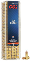 CCI Ammunition - 22 Long - 29 Grain Copper Plated Round Nose - 100 Rounds - Brass Case
