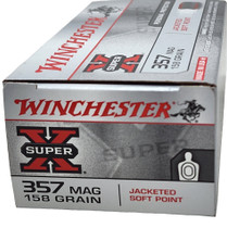 Winchester Super-X Ammunition - 357 Magnum - 158 Grain Jacketed Soft Point - 50 Rounds Winchester Super-X Ammunition - 357 Magnum - 158 Grain Jacketed Soft Point - 50 Rounds