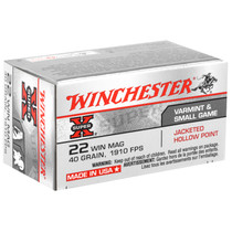 Winchester Super-X Ammunition - 22 Winchester Magnum Rimfire - 40 Grain Jacketed Hollow Point - 50 Rounds Winchester Super-X Ammunition - 22 Winchester Magnum Rimfire - 40 Grain Jacketed Hollow Point - 50 Rounds