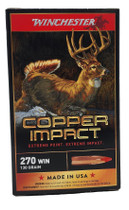 Winchester Copper Impact Ammunition - 270 Winchester - 130 Grain Copper - 20 Rounds Winchester Copper Impact Ammunition - 270 Winchester - 130 Grain Copper - 20 Rounds