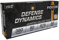 Fiocchi Defense Dynamics Ammunition - 380 Auto - 90 Grain Jacketed Hollow Point - 50 Rounds
