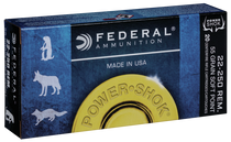 Federal Power-Shok Ammunition  - 22-250 Remington 55 Grain Soft Point - 20 Rounds Federal Power-Shok Ammunition  - 22-250 Remington 55 Grain Soft Point - 20 Rounds