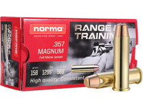 Norma Range & Training Ammunition - 357 Magnum - 158 Grain Full Metal Jacket - 50 Rounds Norma Range & Training Ammunition - 357 Magnum - 158 Grain Full Metal Jacket - 50 Rounds