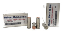 Miwall Reload Ammunition - 38 Special - 148 Grain Copper Plated Hollow Base Wad-Cutter - 50 Rounds