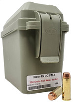 Miwall New Ammunition - 45 Long Colt - 250 Grain Full Metal Jacket - 100 Rounds W/ Free Ammo Can - Brass Case