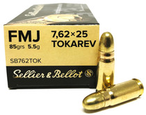 Sellier & Bellot Ammunition - 7.62x25 Tokarev - 85 grain Full Metal Jacket - 50 Rounds Sellier & Bellot Ammunition - 7.62x25 Tokarev - 85 grain Full Metal Jacket - 50 Rounds