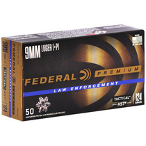 Federal Premium Ammunition - 9 MM Luger +P - 124 Grain Tactical HST - 50 Rounds Federal Premium Ammunition - 9 MM Luger +P - 124 Grain Tactical HST - 50 Rounds