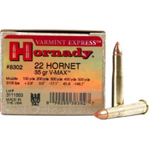 Hornady Varmint Express Ammunition - 22 Hornet - 35 Grain  V-Max - 25 Rounds Hornady Varmint Express Ammunition - 22 Hornet - 35 Grain  V-Max - 25 Rounds