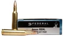 Federal PowerShok Ammunition - 6 MM Remington - 100 Grain Soft Point - 20 Rounds Federal PowerShok Ammunition - 6 MM Remington - 100 Grain Soft Point - 20 Rounds