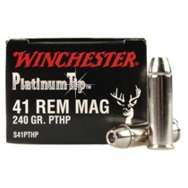 Winchester Platinum Tip Ammunition - 41 Remington Magnum - 240 Grain Platinum Tip Hollow Point - 20 Rounds Winchester Platinum Tip Ammunition - 41 Remington Magnum - 240 Grain Platinum Tip Hollow Point - 20 Rounds