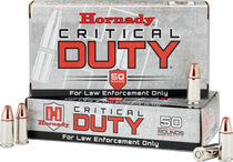 Hornady 9mm Luger +P  124 Grain Critical Duty LE - 50 Rounds - Brass Case