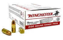 Winchester Ammunition - 9 MM - 115 Grain Full Metal Jacket- 1000 Rounds - Brass Case