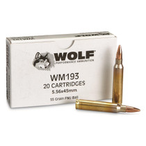 Wolf Ammunition - 5.56x45mm NATO M193 - 55 Grain Full Metal Jacket - 1000 Rounds - Brass Case