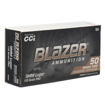 CCI Blazer Ammunition - 9 MM Luger - 115 Grain Full Metal Jacket - 1000 Rounds - Brass Case