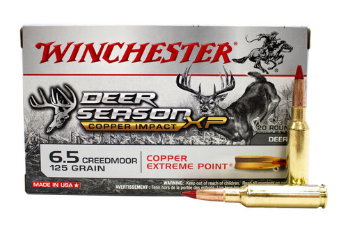 Winchester Deer Season Ammunition - 6.5 Creedmoor - 125 Grain Copper Extreme Point - 20 Rounds - Brass Case