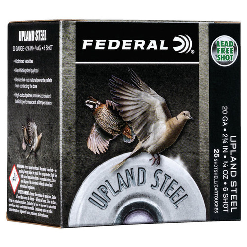 Federal Upland Ammunition - 20 GA - 2 3/4" - #6 Steel Shot - 250 Rounds - Case
