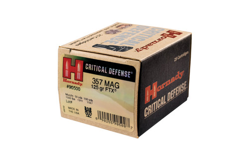 Hornady Critical Defense - 357 Magnum 125 Grain FTX - 250 Rounds - Brass Case Hornady Critical Defense - 357 Magnum 125 Grain FTX - 250 Rounds - Brass Case