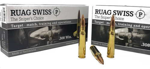 Swiss P Ammunition - .308 Winchester - 168 Grain Hollow Point Boat Tail - 200 Rounds - Case