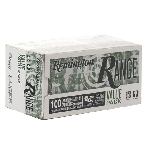 Remington Ammunition -  9mm Luger - 115 Grain Full Metal Jacket  - 100 Rounds - Brass Case