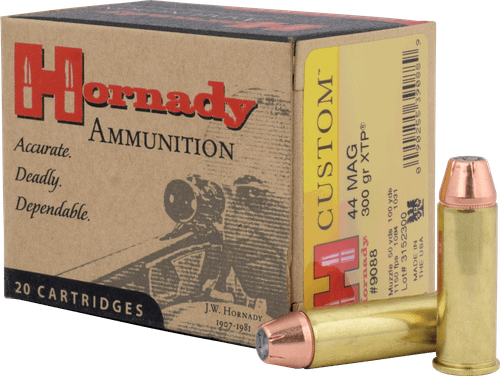 Hornady Custom Ammunition - 44 Remington Magnum - 300 Grain XTP Jacketed Hollow Point - 20 Rounds