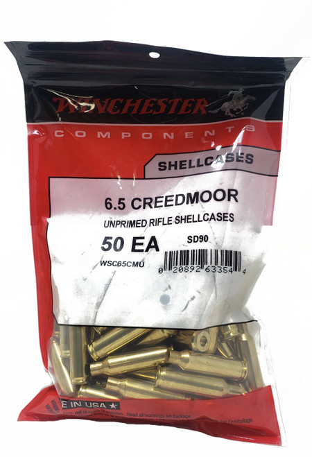 Winchester Components - 6.5 Creedmoor - Unprimed Rife Shell Casings - 50 Pieces
