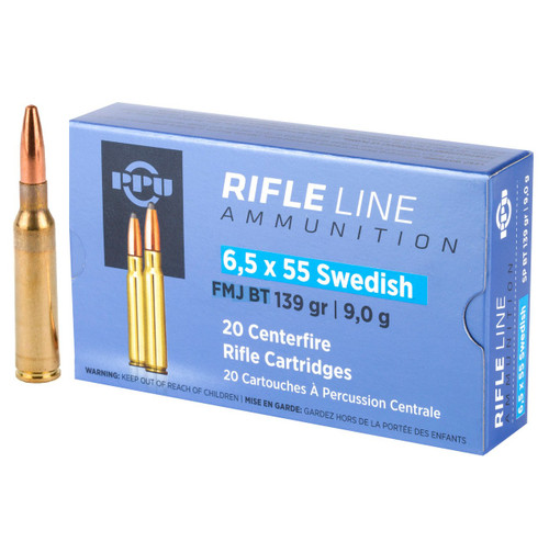 Prvi Partizan Ammunition - 6.5x55mm Swedish - 139 Grain Full Metal Jacket - 20 Rounds - Brass Case