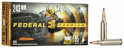 Federal Premium Ammunition - 243 Winchester - 95 Grain Nosler Ballistic Tip - 20 Rounds