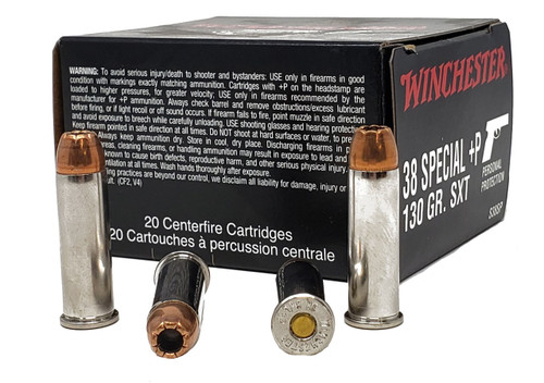 Winchester Supreme Ammunition - 38 Special +P - 130 Grain SXT HP - 20 Rounds - Nickel Plated Brass