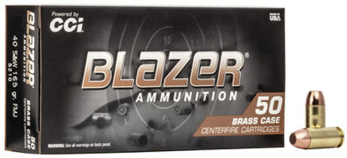 CCI Blazer Ammunition - 40 S&W - 165 Grain Full Metal Jacket - 50 Rounds - Brass Case