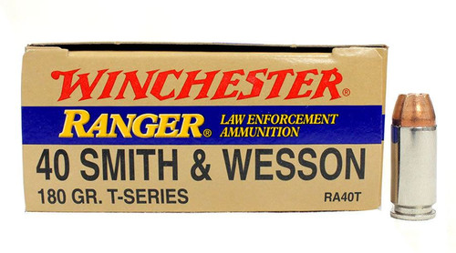 Winchester Ranger Ammunition - 40 S&W - 180 Grain T-Series - 50 Rounds - Nickel Plated Brass Case