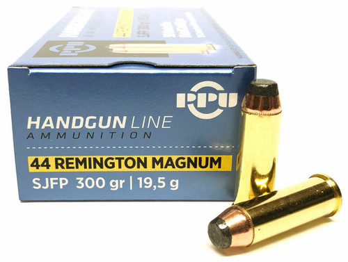 Prvi Partizan Ammunition - 44 Mag - 300 Grain Semi Jacketed Flat Point - 50 Rounds - Brass Case