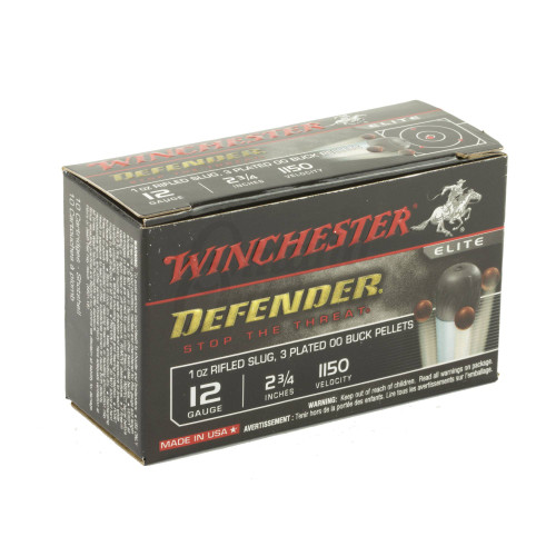 Winchester Ammunition PDX1 Defender 12 Gauge - 2-3/4" -  1 oz Rifled Slug, 3 Plated 00 Buck Pellets  - 10 Rounds