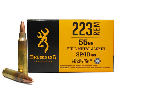 Browning Ammunition - 223 Remington - 55 Grain Full Metal Jacket - 500 Rounds - Brass Case