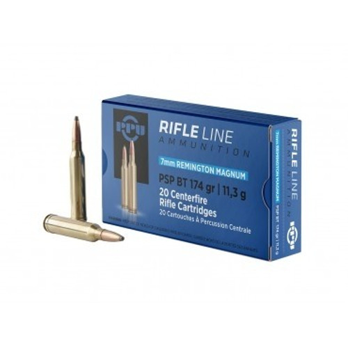 Prvi Partizan Ammunition  - 7 MM Remington Magnum - 174 Grain Pointed Soft Point - 20 Rounds - Brass Case