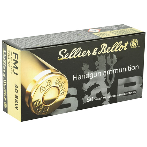 Sellier & Bellot Ammunition - 40 S&W - 180 Grain Full Metal Jacket - 50 Rounds - Brass Case