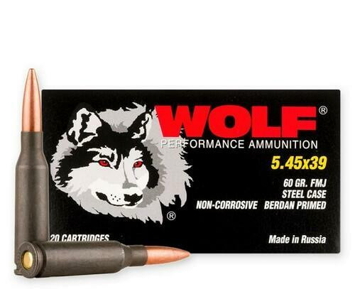 Wolf Performance Ammunition - 5.45x39 MM - 60 Grain Full Metal Jacket - 20 Rounds - Steel Case