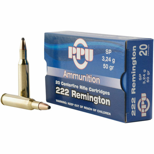Prvi Partizan Ammunition - 222 Remington - 50 Grain Soft Point - 20 Rounds - Brass Case
