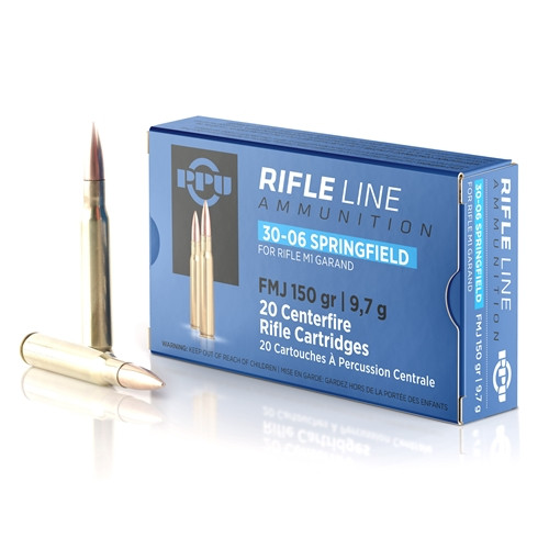 Prvi Partizan Ammunition -  30-06 Springfield M1 Garand - 150 Grain Full Metal Jacket - 20 Rounds - Brass Case