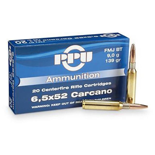 Prvi Partizan Ammunition - 6.5x52 Carcano - 139 Grain Full Metal Jacket - 20 Rounds - Brass Case