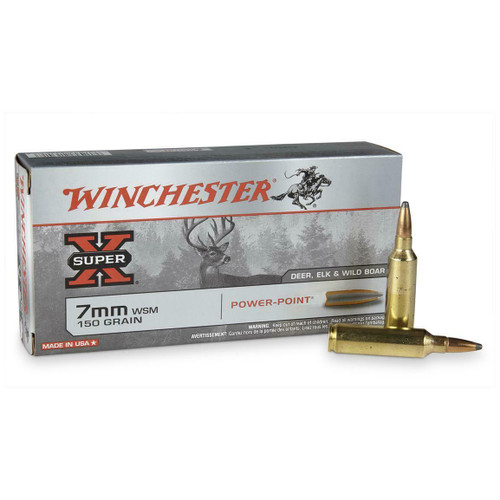 Winchester Super-X Ammunition - 7 MM Winchester Short Mag - 150 Grain Power Point - 20 Rounds - Brass Case