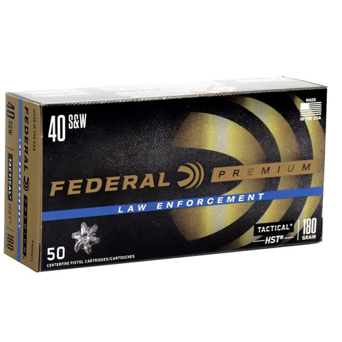 Federal Premium Ammunition - 40 S&W - 180 Grain Tactical HST Hollow Point - 50 Rounds - Nickel Plated Brass Case