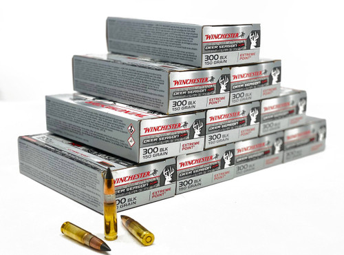 Winchester Deer Season Ammunition - 300 AAC Blackout - 150 Grain Extreme Point - 20 Rounds - Brass Case