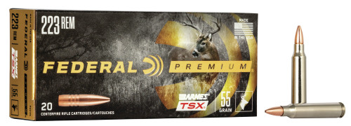 Federal Premium Ammunition - 223 Remington - 55 Grain Barnes TSX - 20 Rounds - Nickel Plated Brass Case